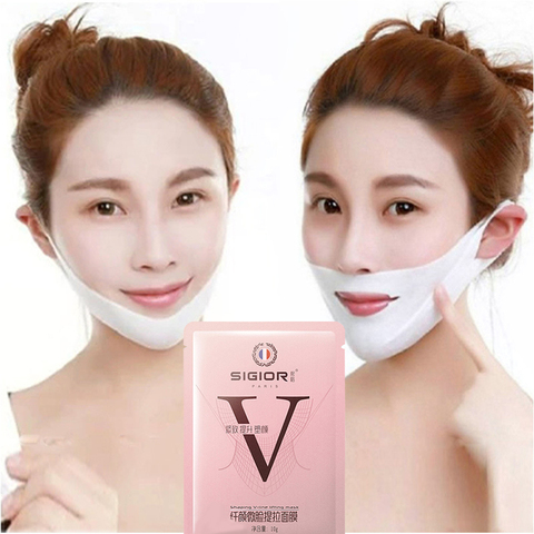 Visage minceur oreille suspendus Hydrogel cou mince beauté soins de la peau V forme visage masque menton joue ascenseur mince visage-Lifting masque TSLM1 ► Photo 1/6