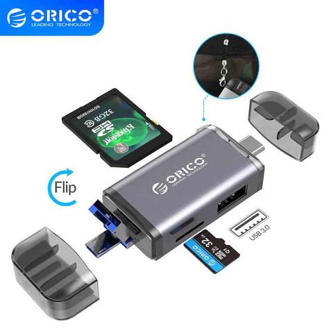 ORICO 6 en 1 lecteur de carte USB 3.0 Micro USB 2.0 Type C à SD Micro SD TF adaptateur mémoire intelligente SD OTG Cardreader pour ordinateur portable ► Photo 1/6