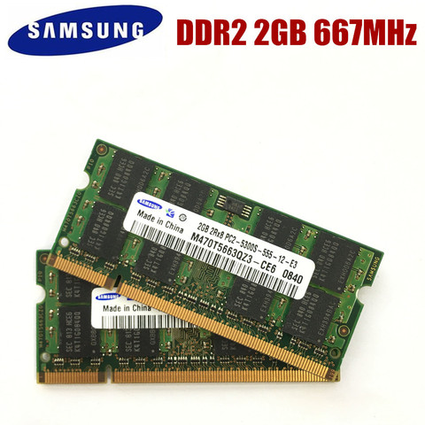 SAMSUNG (2pcsX2GB)4GB 667 MHz SODIMM DDR2 mémoire d'ordinateur portable 4G 667 MHZ Module portable SODIMM RAM 2x double canal ► Photo 1/1