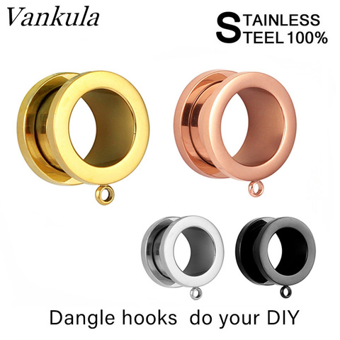 Vankula 2 pièces 316L bouchons d'oreille en acier inoxydable corps Piercing vis Tunnels civières mode bijoux boucles d'oreilles extenseur pour cadeau ► Photo 1/6