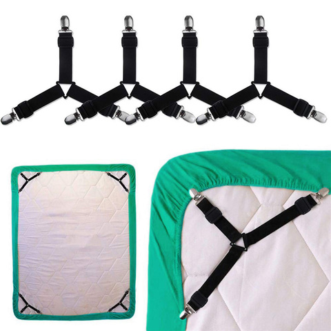 Pinces élastiques pour drap de lit, 4 pièces, attaches pour ceinture de fixation, drap de lit réglable, couvre-matelas, sangles de support, Textiles de maison ► Photo 1/6