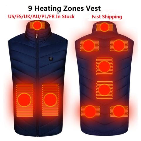 4XL 5XL 6XL 9 Zone de chauffage gilet USB infrarouge chauffage gilet contrôle température en plein air Camping randonnée veste chaude en Stock ► Photo 1/6