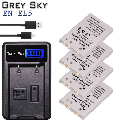 EN-EL5 EN EL5 ENEL5 batterie + LCD USB Chargeur pour NIKON Coolpix P530 P520 P510 P100 P500 P5100 P5000 P6000 ► Photo 1/6