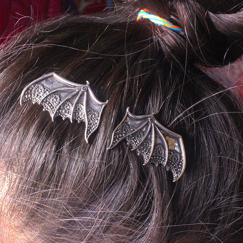 Pinces à cheveux gothiques pour femmes, style Punk, Vintage, noir mat, argent, ailes de Vampire, accessoires pour cheveux en alliage, nouvelle collection 2022 ► Photo 1/6