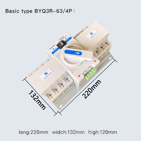 Interrupteur de transfert automatique double puissance, 4P 63A 380V, type MCB, ATS ► Photo 1/6