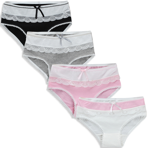 4 pièces/lot filles culottes dentelle fille sous-vêtements enfants coton Lingerie Underpant adolescents 8-16 ans ► Photo 1/6