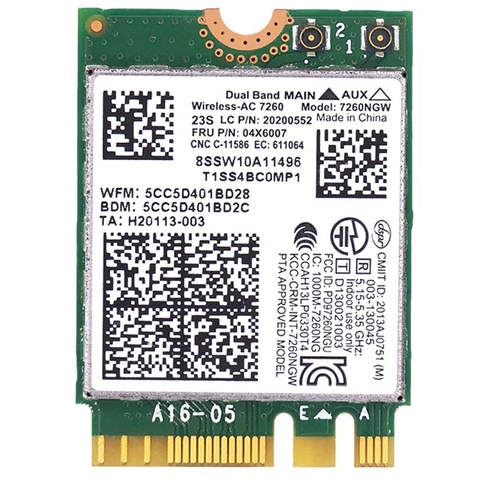 Carte réseau sans fil Bluetooth 4.0, pour Lenovo T440 X240 Y40 Y70 Y50 7260AC, 04X6007 ► Photo 1/6