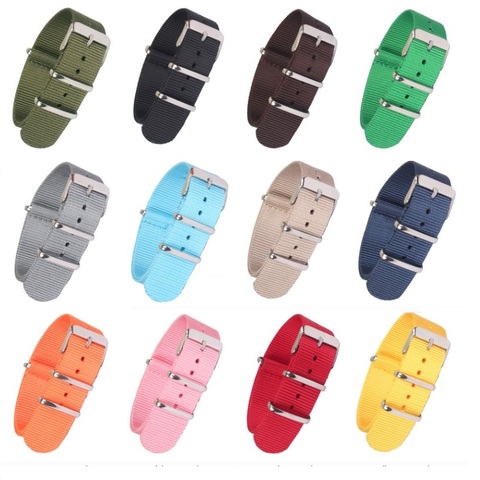 Bracelet de montre en Nylon, couleur unie, en acier inoxydable, 22mm, 18mm, 20mm, nouvelle collection ► Photo 1/6