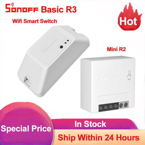 Sonoff Basic R3 Sonoff Mini R2 2 voies Wifi commutateur intelligent maison intelligente télécommande sans fil bricolage commutateur travailler avec Alexa Google Home ► Photo 1/6