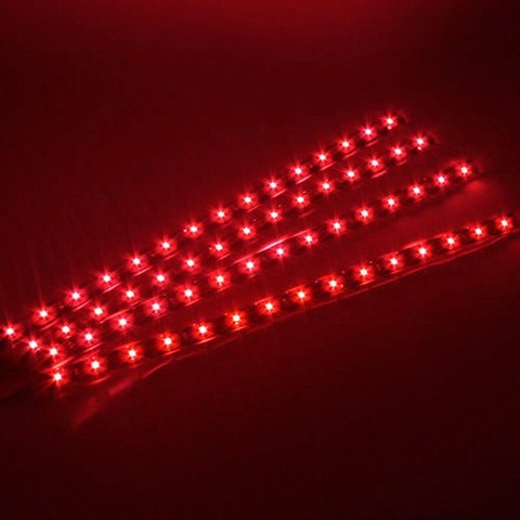Bande lumineuse rouge Flexible à 15 LED SMD 12V, 30cm, 4 pièces, lampe décorative, étanche, pour maison et voiture ► Photo 1/6