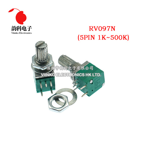 RV097NS – potentiomètre d'étanchéité pour amplificateur, 5 pièces, 1K 5K 10K 20K 50K 100K 500K, avec interrupteur audio, arbre à 5 broches, 15mm ► Photo 1/2