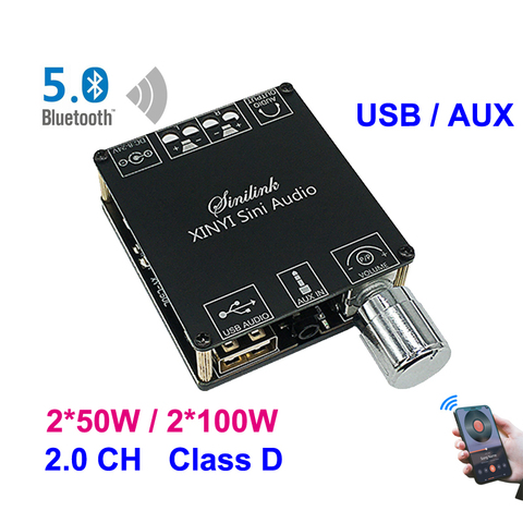 Bluetooth 5.0 2*50W 2*100W AUX TPA3116 amplificateur de puissance numérique carte haut-parleur 2.0 CH stéréo musique à la maison sans fil Module Audio ampli ► Photo 1/6