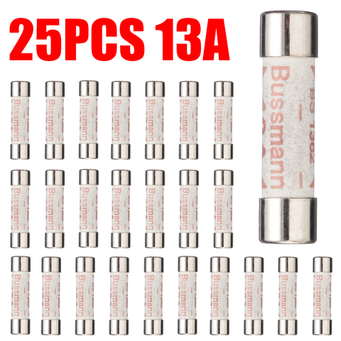 25 pièces 230V 13A Domestique Fusibles Fiche Standard UK Prise Principale Fusibles Ménage Secteur 13A Cartouche Fusible pour Réfrigérateur Bouilloires ► Photo 1/6