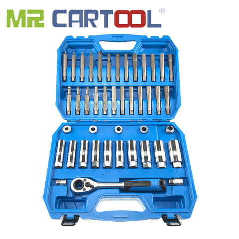 MR CARTOOL-Kit de douilles à cliquet, 43 pièces, moyeu de direction, Suspension amortisseurs, outil pour l'enlèvement des écrous de butée, Kit de douilles à cliquet, réparation de voitures ► Photo 1/6