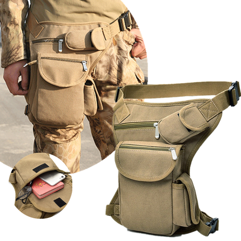 Hommes toile goutte jambe sac taille sac banane Pack ceinture hanche Bum voyage militaire multi-usage moto messager sacs à bandoulière ► Photo 1/6