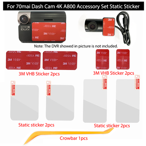 Pour 70mai Dash Cam A800 4K ensemble d'accessoires autocollant statique 3M Film et autocollants statiques adapté pour 70 mai voiture DVR 3M support de film ► Photo 1/6