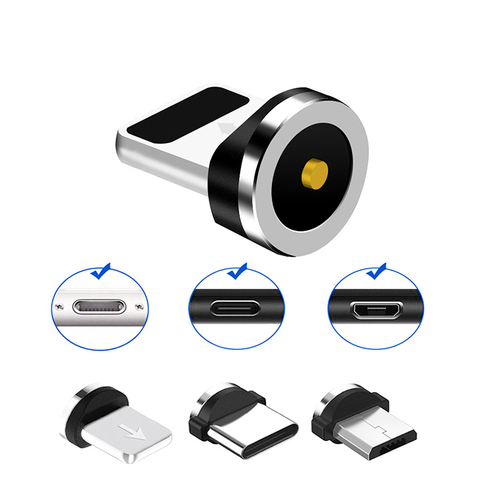 Prise de câble magnétique ronde universelle Micro USB / Type C/adaptateur 8 broches (uniquement prise magnétique) connecteur magnétique Cabo bouchons anti-poussière ► Photo 1/6