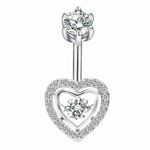 925 en argent sterling coeur cubique zircon nombril anneau de mode piercing bijoux de corps pour les femmes ► Photo 1/6