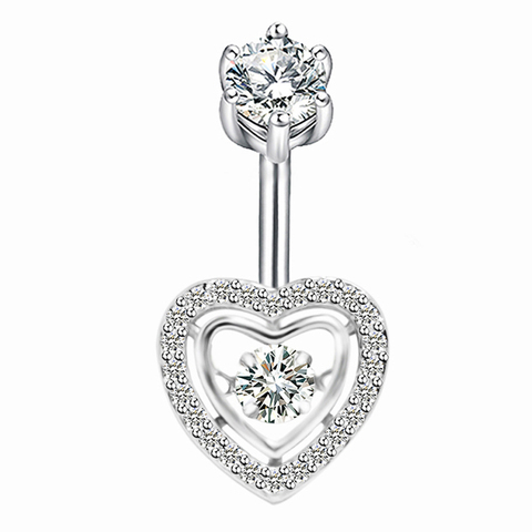 925 en argent sterling coeur cubique zircon nombril anneau de mode piercing bijoux de corps pour les femmes ► Photo 1/6