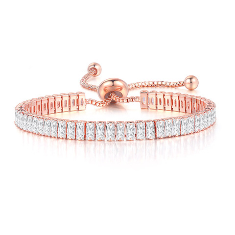 ZHOUYANG Kpop femmes Tennis Bracelet luxe 2.5*5mm multicolore Zircon Bracelets pour femme en gros réglable bijoux DZH009 ► Photo 1/6
