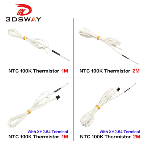 3DSWAY 3D Imprimante Partie 1M/2M 100K ohm NTC En Verre Scellé Thermistance Capteur De Température B3950 avec Câble XH2.54 Terminal 1pc ► Photo 1/6