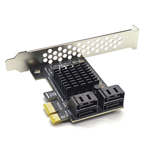 Adaptateur PCI e 4 ports SATA 3.0 vers PCIe x1 GEN3 adaptateur d'extension carte SATA 3 III PCI-e PCI Express convertisseur ASMedia ASM1064 ► Photo 1/6