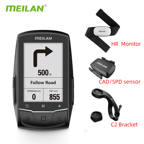 Meilan M1 vélo GPS vélo ordinateur GPS Navigation BLE4.0 compteur de vitesse se connecter avec Cadence/HR moniteur/compteur de puissance (non inclus) ► Photo 1/6