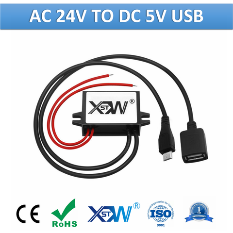 XWST – convertisseur abaisseur 24vac à 5vdc Buck 1A 2A 3A AC à DC, avec connecteur USB Mini Micro Type C femelle ► Photo 1/6