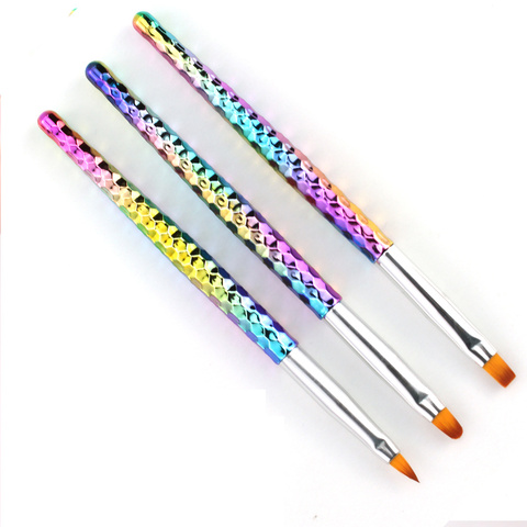 Ensemble de brosses à ongles, revêtement cristal arc-en-ciel, pour peinture et dessin avec Gel UV de construction acrylique, stylo à découper, outils de manucure, 3 pièces ► Photo 1/6