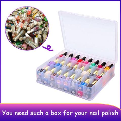 Boîte de rangement de vernis à ongles en plastique à 48 grilles, boîte de rangement Portable à Double face, support de maquillage, huiles essentielles, organisateur de vernis à ongles ► Photo 1/6