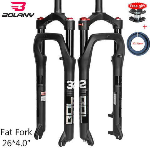 BOLANY neige vélo suspension 26 pouces en alliage d'aluminium Air gaz vélo fourche pour graisse 4.0 