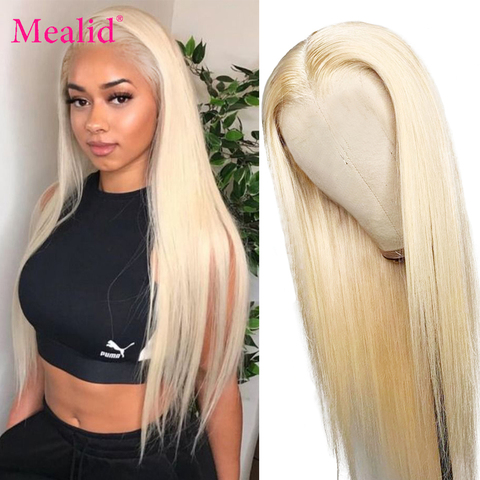 Perruque Lace Front wig sans colle brésilienne Remy | Cheveux naturels lisses, blond 613, 13x4, pre-plucked, avec Baby Hair, 150% de densité ► Photo 1/6