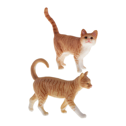 Figurines de chats mignons, jouets de décoration, modèles d'animaux réalistes, à collectionner, 2 pièces/ensemble ► Photo 1/6