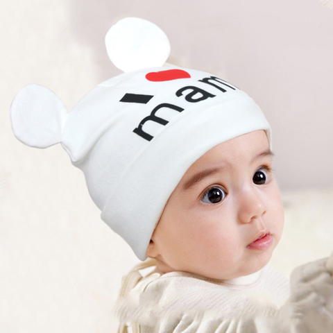 Printemps bébé chapeaux pour filles casquette mignon oreille nouveau-né garçons filles tricoté impression casquettes bonnets bébé bonnet enfant en bas âge enfants chapeau ► Photo 1/6