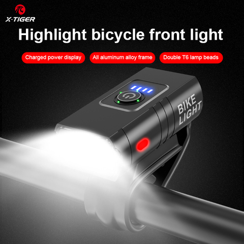 X-TIGER vélo phare étanche vélo lumière 1200 mAh LED Rechargeable par USB vélo lampe vtt route vélo avant lampe de poche ► Photo 1/6