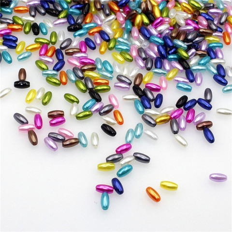 Trou droit forme de riz ABS Imitation perle perle 4x8mm 6x12mm 100 pièces ovale acrylique breloque perle en vrac pour la fabrication de bijoux artisanat bricolage ► Photo 1/6