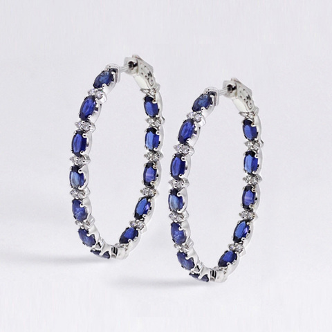 Huitan nouveauté mode femmes cerceau boucle d'oreille éblouissante bleu/blanc cubique Zircon élégant accessoires féminins cadeaux boucles d'oreilles bijoux ► Photo 1/5