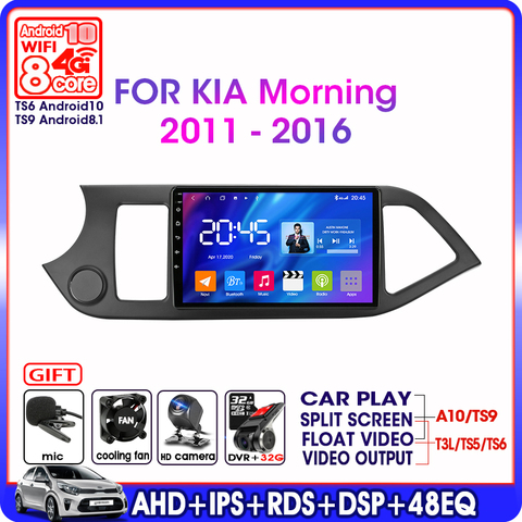 Autoradio avec lecteur multimédia, avec Navigation GPS, 4G, 2din, RDS, DSP, IPS, fenêtre flottante, pour KIA PICANTO matin (S11-Android10 – 2011), 2016 ► Photo 1/6