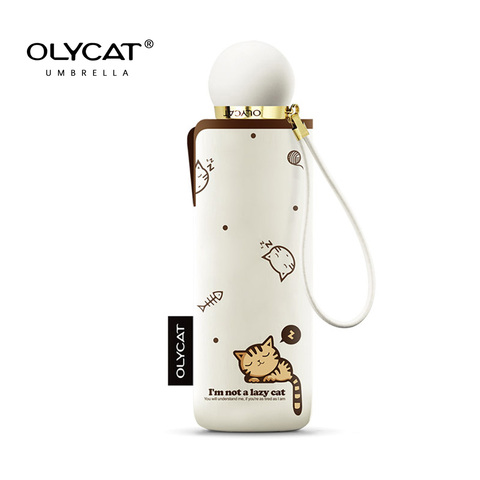 OLYCAT mignon Mini parapluie chat ultra-léger poche enfants parapluies cinq pliant Protection solaire coupe-vent dessin animé parapluie pluie femmes ► Photo 1/6