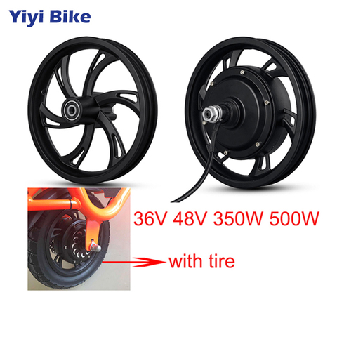 Roue à moteur de 12 pouces pour vélo électrique 36V 48V 350W 500W, moyeu pour Scooter électrique à grande vitesse, pour adultes ► Photo 1/5