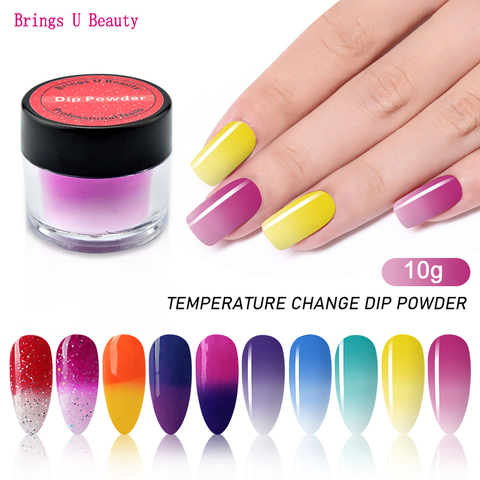 10g nouveauté poudre fantastique d'immersion de changement de température de scintillement montrant l'effet magique de couleurs sans séchage naturel facile de Cure de lampe ► Photo 1/6