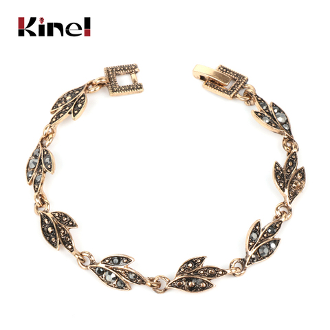 Kinel-Bracelets à pétales, bijoux Vintage pour femmes, tendance ethnique bohème, en cristal noir, Bracelets porte-bonheur ► Photo 1/6