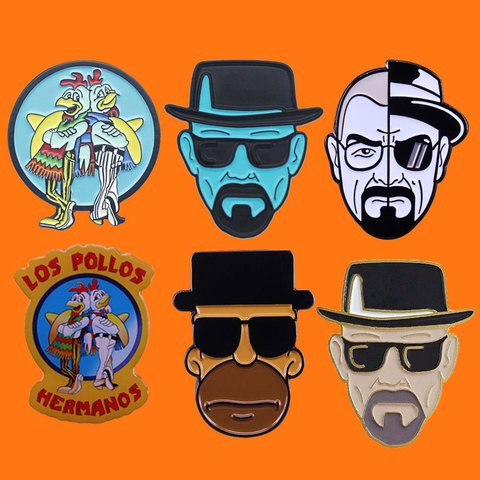 Breaking Bad émail broches sac à dos chapeau sac collier revers insignes frit poulet métal dessin animé broche hommes femmes mode bijoux cadeaux ► Photo 1/6