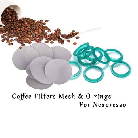 Joint torique en Silicone, 16 pièces, 15 pièces, maille de filtre, anneau de remplacement, Capsules rechargeables pour café, Compatible avec Nespresso, en acier inoxydable ► Photo 1/6