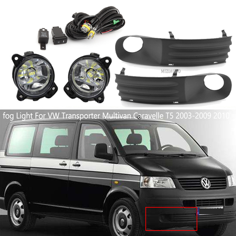 LED/phares antibrouillard halogène pour VW Transporter Multivan Caravelle T5 2003-2009 2010 antibrouillard feux de brouillard fil interrupteur ampoules antibrouillard ► Photo 1/6