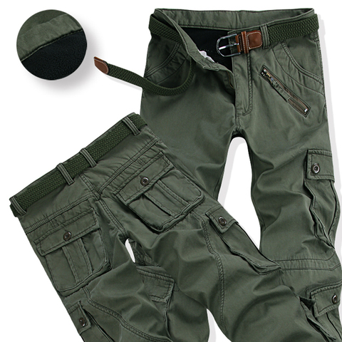 Pantalon Cargo militaire en coton épais pour homme, combinaison décontractée, chaud, ample, Baggy, jogging, hiver ► Photo 1/6
