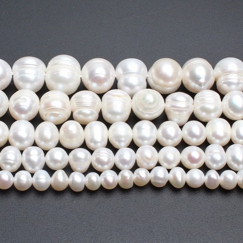 Perles d'eau douce naturelles blanches irrégulières, pour la fabrication de bijoux, colliers, 5-6/6-7/7-8/8-9/9-10/10-11mm ► Photo 1/5