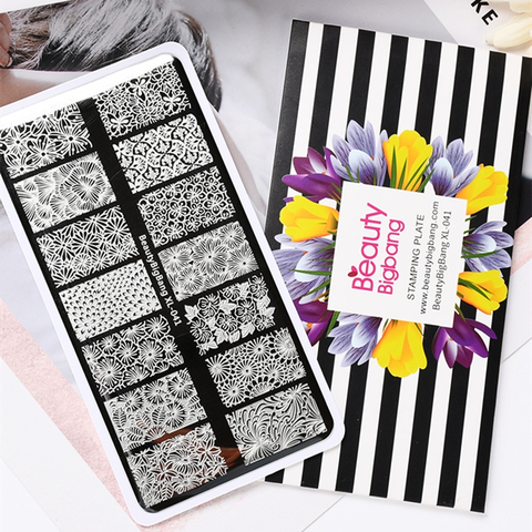 BeautyBigBang estampage plaques différentes fleur papillon chrysanthème Image en acier inoxydable ongle Art modèle pochoir XL-041 ► Photo 1/6