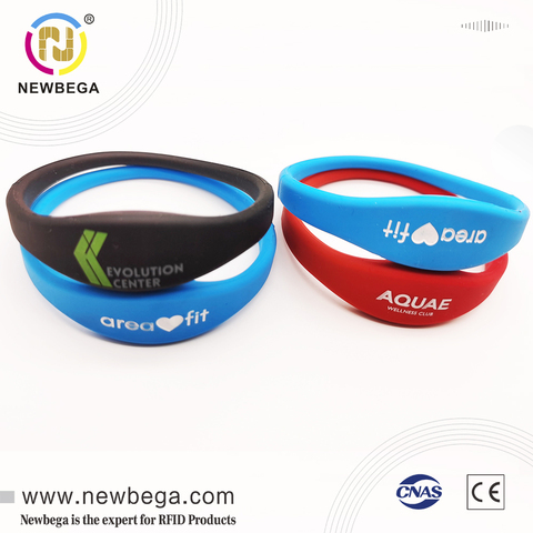Bracelet connecté en silicone NFC, étanche 13.56MHZ RFID ISO14443A Mfare Classic 1K S50 IC, nouveau Design, 3 pièces ► Photo 1/5