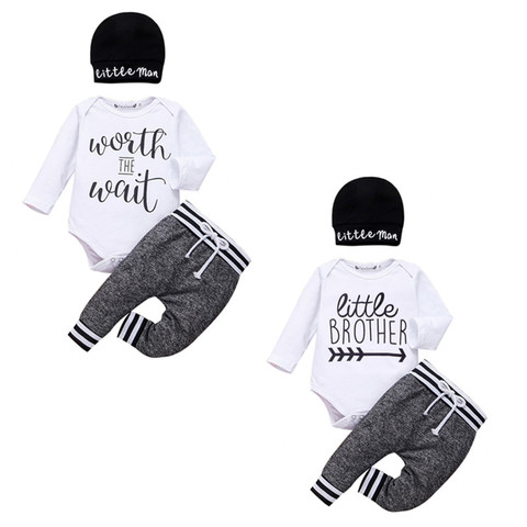 0-24M  Newborn Baby Boy Clothes  Romper Tops+Long Pants+Hat Outfits ► Photo 1/6